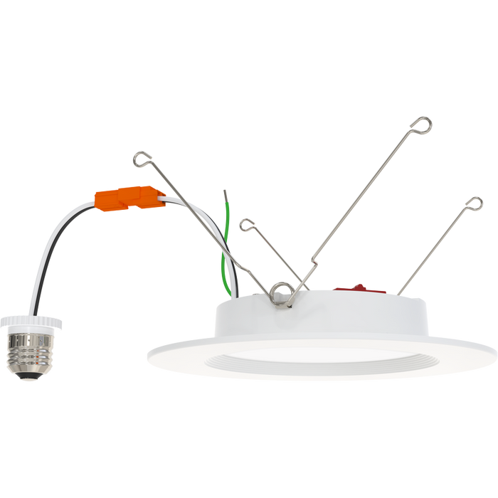 RAB 6 Inch LED Retrofit Downlight 11W 1100Lm CCT Selectable 2700K/3000K/3500K/4000K/5000K 90 CRI 120V Triac/ELV Dimming Baffle Trim (WFRETRO34-6B)