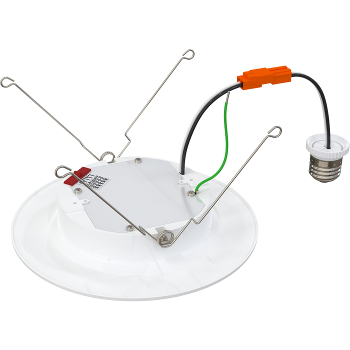 RAB 6 Inch LED Retrofit Downlight 11W 1100Lm CCT Selectable 2700K/3000K/3500K/4000K/5000K 90 CRI 120V Triac/ELV Dimming Baffle Trim (WFRETRO34-6B)