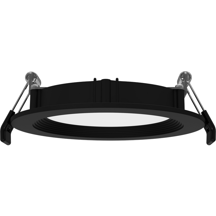 RAB 4 Inch 9W Edge-Lit Wafer Recessed Downlight Round CCT Selectable 2700K/3000K/3500K/4000K/5000K 90 CRI 120V Baffle Black Trim Triac Dimming (WFRL4R99FA120BB)