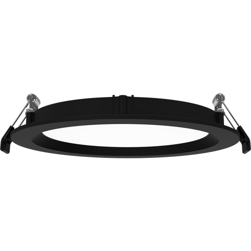 RAB 6 Inch 13W Edge-Lit Wafer Recessed Downlight Round CCT Selectable 2700K/3000K/3500K/4000K/5000K 90 CRI 120V Baffle Black Trim Triac Dimming (WFRL6R139FA120BB)
