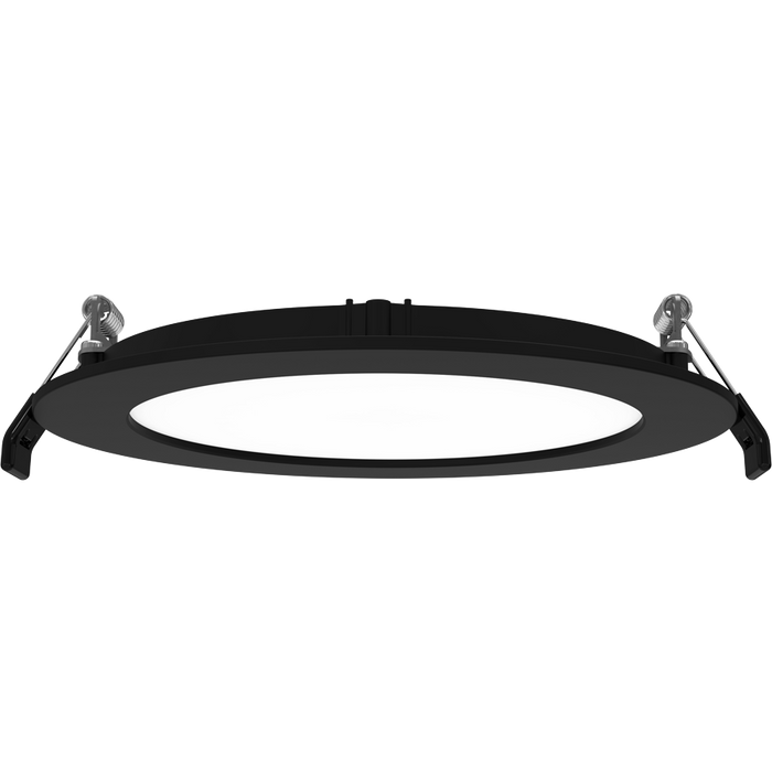 RAB 6 Inch 13W Edge-Lit Wafer Recessed Downlight Round CCT Selectable 2700K/3000K/3500K/4000K/5000K 90 CRI 120V Black Trim Triac Dimming (WFRL6R139FA120BS)