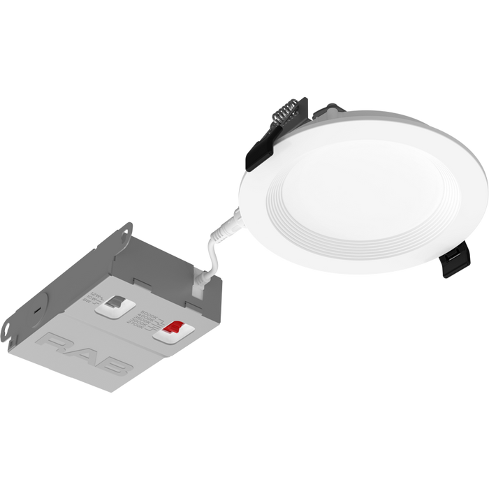 RAB Edge-Lit LED Wafer 4 Inch Wattage/CCT Selectable 12W/10W/8W 2700K/3000K/3500K/4000K/5000K 90 CRI 120-277V Baffle Round White (WFRX-4BD)