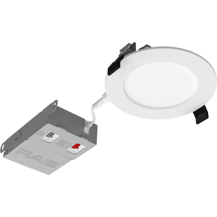 RAB Edge-Lit LED Wafer 4 Inch Wattage/CCT Selectable 12W/10W/8W 2700K/3000K/3500K/4000K/5000K 90 CRI 120-277V Smooth Round White (WFRX-4D)