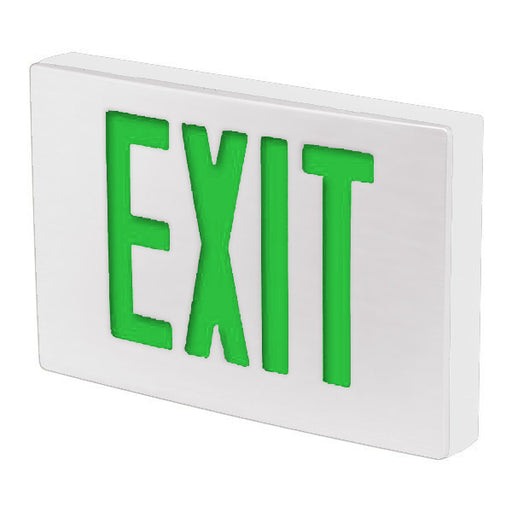 Exitronix Die-Cast Exit Sign Green Single-Face NiCad Battery White Housing White Face Self-Test/Self-Diagnostics 220-240Vac 50Hz Input Tamper Resistant Hardware (G402EX-WB-WW-220V-G2-TRH)
