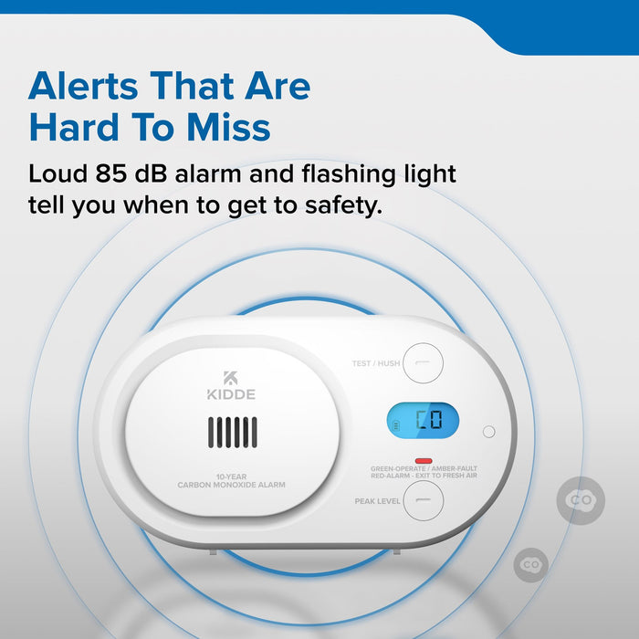 Kidde COBDL10 Carbon Monoxide Alarm With 10-Year Never-Replace Battery (21033780)