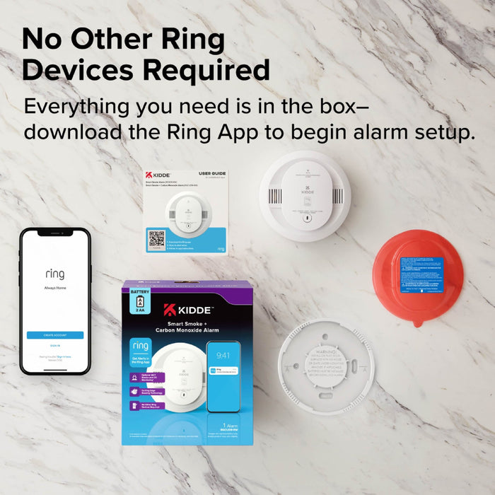 Kidde RGCUDR-RW Smart Combination Smoke And Carbon Monoxide Alarm With Ring App Alerts [2] AA Battery Backup (21033910)