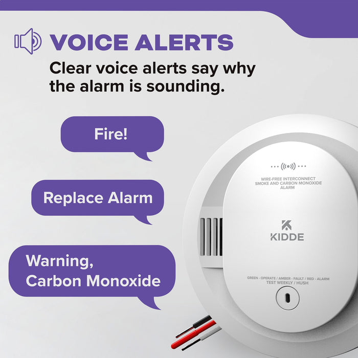 Kidde 30CUAR-VRF Wire-Free Interconnect Smoke And Carbon Monoxide Alarm Hardwired With [2] AA Battery Backup (21033919)