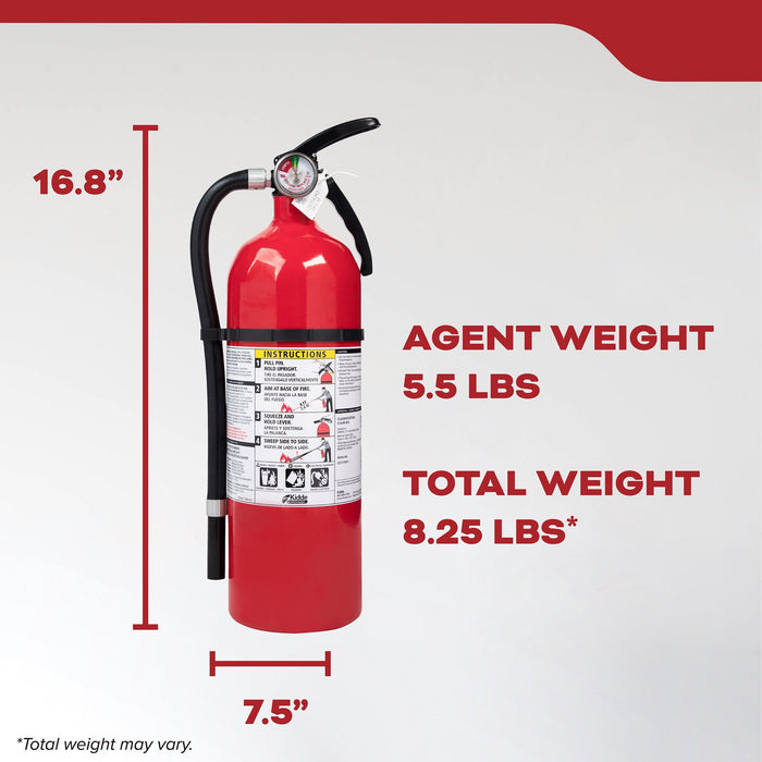 Kidde FX340GW Garage Fire Extinguisher UL Rated 3-A:40-B:C Single Use With Wall Hook (21005766P)