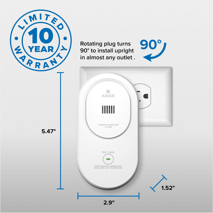 Kidde COP Plug-In Carbon Monoxide Alarm With [2] AA Battery Backup (21033777)