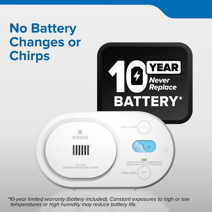 Kidde COBD10 Carbon Monoxide Alarm With 10-Year Never-Replace Battery (21033776)