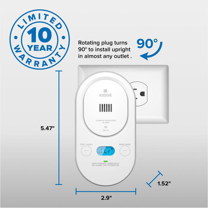 Kidde COPDW Smart Plug-In Carbon Monoxide Alarm With [2] AA Battery Backup (21033782)