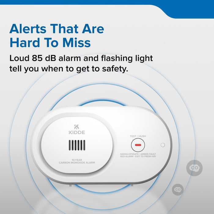 Kidde COB10 Carbon Monoxide Alarm With 10-Year Never-Replace Battery (21033775)