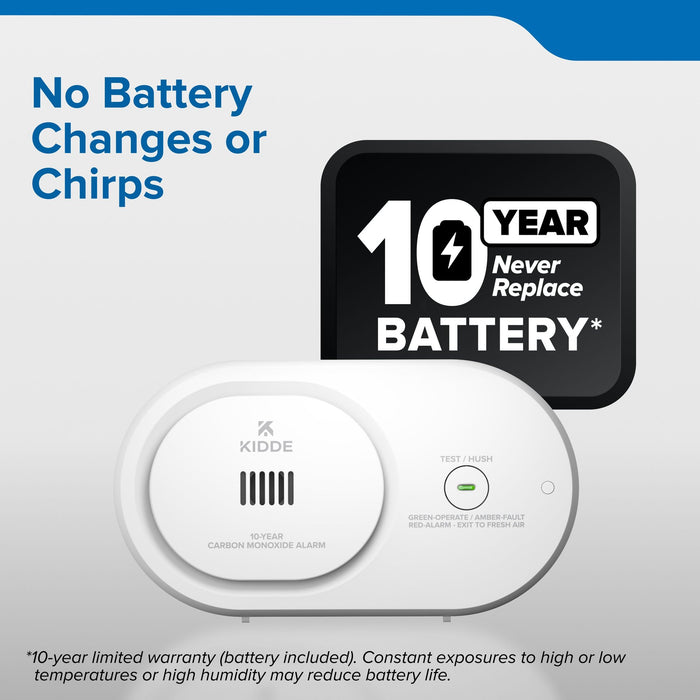 Kidde COB10 Carbon Monoxide Alarm With 10-Year Never-Replace Battery (21033775)
