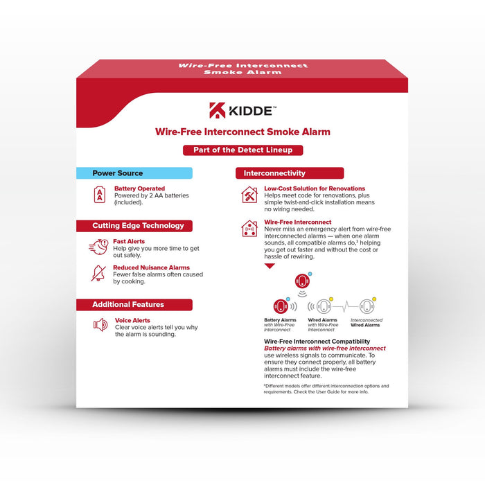 Kidde 20SDR-VRF Wire-Free Interconnect Smoke Alarm [2] AA Battery Backup (21033922)