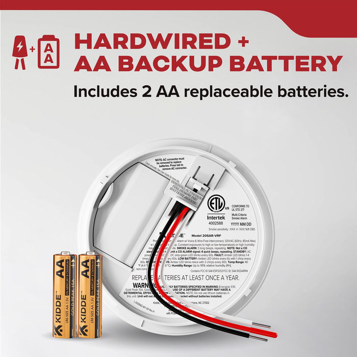 Kidde 20SAR-VRF Wire-Free Interconnect Smoke Alarm Hardwired with [2] AA Battery Backup (21033921)