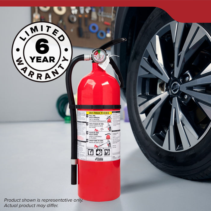 Kidde FX340GW Garage Fire Extinguisher UL Rated 3-A:40-B:C Single Use With Wall Hook (21005766P)
