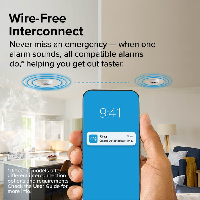 Kidde RGCUDR-RW Smart Combination Smoke And Carbon Monoxide Alarm With Ring App Alerts [2] AA Battery Backup (21033910)