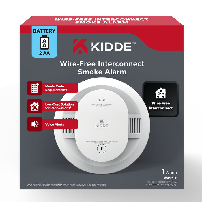 Kidde 20SDR-VRF Wire-Free Interconnect Smoke Alarm [2] AA Battery Backup (21033922)