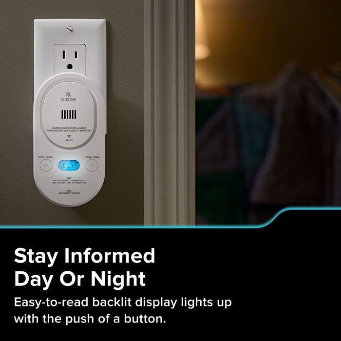 Kidde COPDLQW Smart Plug-In Carbon Monoxide Alarm With Indoor Air Quality Monitor With [2] AA Battery Backup (21033783)