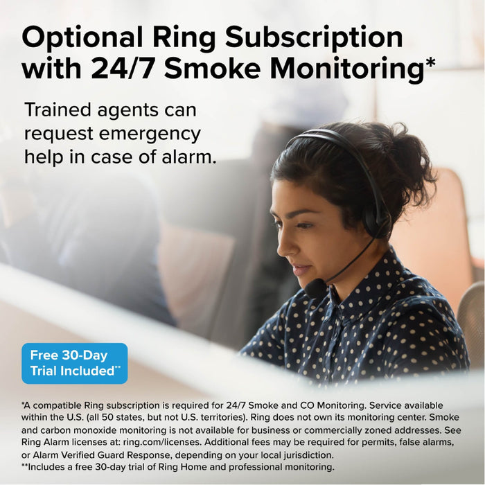 Kidde RGSDR-RW Smart Smoke Alarm With Ring App Alerts [2] AA Battery Backup (21033911)