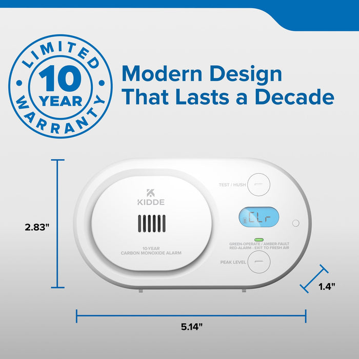 Kidde COBDL10 Carbon Monoxide Alarm With 10-Year Never-Replace Battery (21033780)