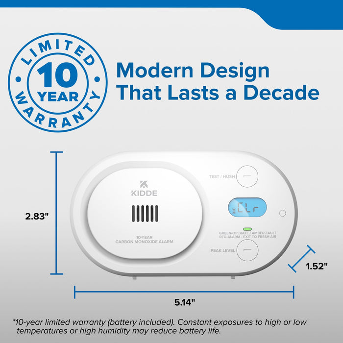 Kidde COBD10 Carbon Monoxide Alarm With 10-Year Never-Replace Battery (21033776)