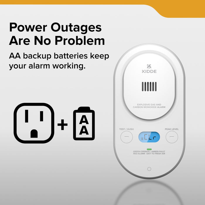 Kidde COPDLG Plug-In Explosive Gas And Carbon Monoxide Alarm With [2] AA Battery Backup (21033781)