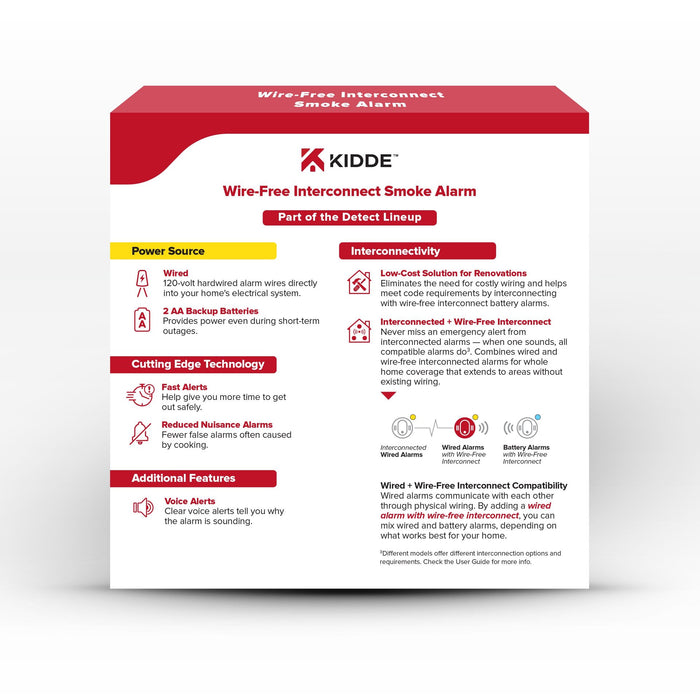 Kidde 20SAR-VRF Wire-Free Interconnect Smoke Alarm Hardwired with [2] AA Battery Backup (21033921)