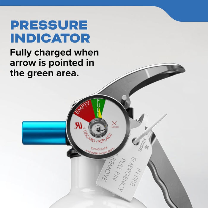 Kidde #MAR5 Mariner 5 Fire Extinguisher 5-B:C 2 Pound Nylon Strap Bracket White Disposable With Stainless Steel Handle/Lever (21030890)