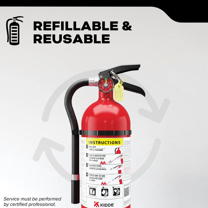 Kidde PRO-4MP-1 Pro 210 Fire Extinguisher 2-A:10-B:C 4 Pound With Wall Hook Rechargeable (21033044)