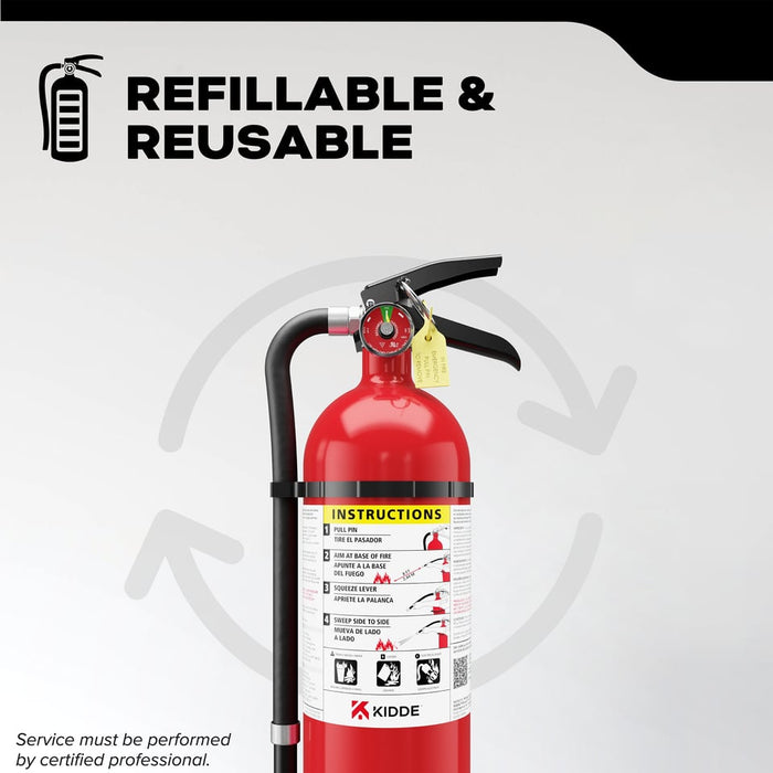 Kidde PRO-5MP-1 Pro 340 Fire Extinguisher 3-A:40-B:C 5.5 Pound With Metal Strap Bracket Rechargeable (21032143)