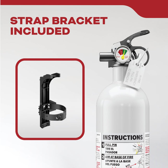Kidde KD57W-5BC Mariner PWC Fire Extinguisher 5-B:C 2 Pound Mini-MDV - Nylon Strap Bracket - White Disposable (21028230)