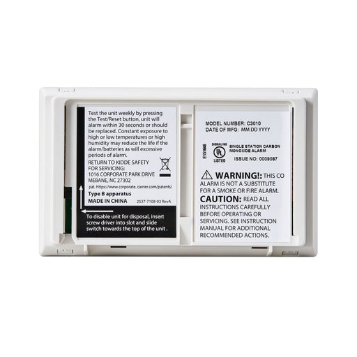 Sealed Lithium Battery Power Carbon Monoxide Alarm
C3010