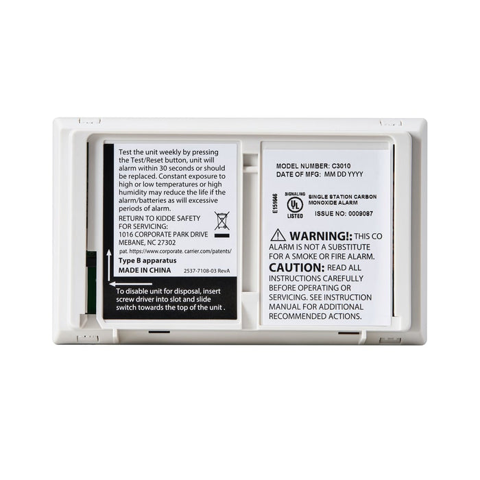 Sealed Lithium Battery Power Carbon Monoxide Alarm
C3010