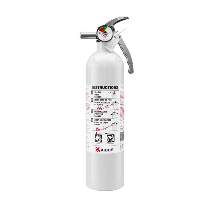 Kidde #MAR10 Mariner 10 Fire Extinguisher 10-B:C 2.9 Pound Nylon Strap Bracket White Disposable With Stainless Steel Handle/Lever (21030898)