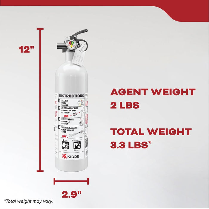 Kidde KD57W-5BC Mariner PWC Fire Extinguisher 5-B:C 2 Pound Mini-MDV - Nylon Strap Bracket - White Disposable (21028230)