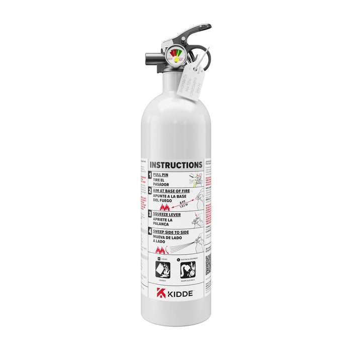 Kidde KD57W-5BC Mariner PWC Fire Extinguisher 5-B:C 2 Pound Mini-MDV - Nylon Strap Bracket - White Disposable (21028230)