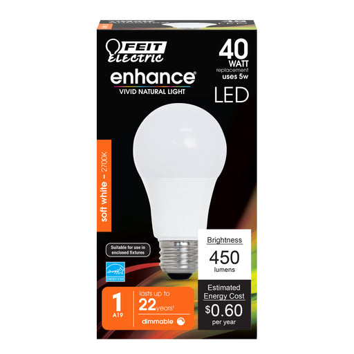 Feit Electric [40W Equivalent] A19 Soft White Dimmable General Purpose LED Bulb (OM40DM/927CA)