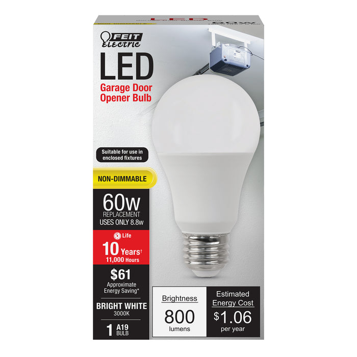 Feit Electric 8.8W [60W Equivalent] Bright White 3000K A19 Garage Bulb LED (OM60930CA10KLEDGARBX)