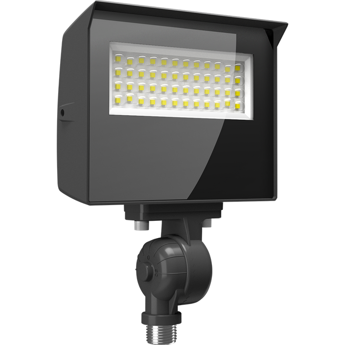 RAB X22 LED Flood Field Adjustable 20W/17W/13W/10W 3000K/4000K/5000K 7H6V Knuckle Mount With Yoke Kit Photocell Bronze (X22-20)