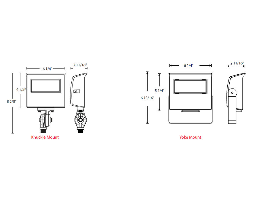 RAB X22 LED Flood Field Adjustable 20W/17W/13W/10W 3000K/4000K/5000K 7H6V Knuckle Mount With Yoke Kit Photocell Bronze (X22-20)