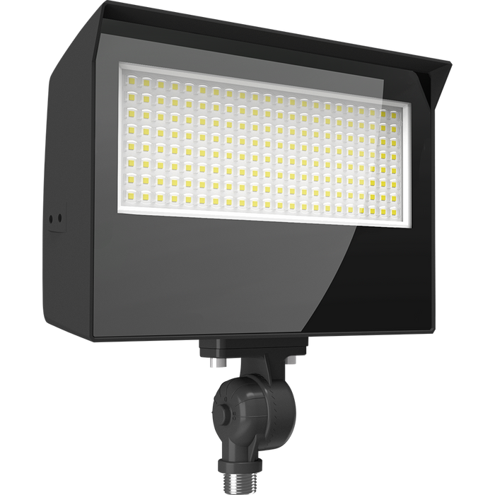 RAB X22 LED Flood Field Adjustable 80W/70W/60W/50W 3000K/4000K/5000K 7H6V Knuckle Mount With Trunnion Kit Photocell Bronze (X22-80)