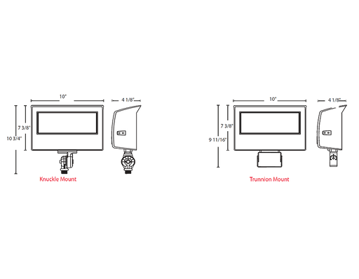 RAB X22 LED Flood Field Adjustable 80W/70W/60W/50W 3000K/4000K/5000K 7H6V Knuckle Mount With Trunnion Kit Photocell Bronze (X22-80)