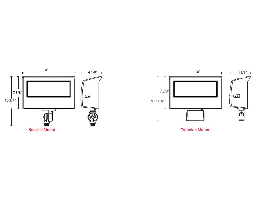 RAB X22 LED Flood Field Adjustable 80W/70W/60W/50W 3000K/4000K/5000K 7H6V Knuckle Mount With Trunnion Kit Photocell Bronze (X22-80)